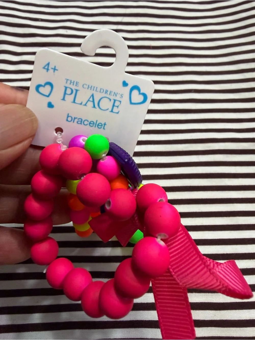 The Children's Place Neon Heart Bead Bracelet Trio - Pink, Orange, Green, Blue